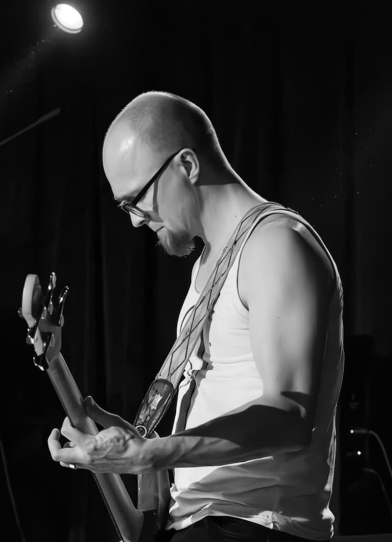 Neon Madmen band member performing live